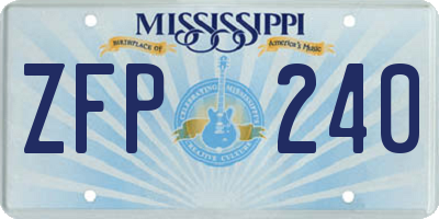 MS license plate ZFP240