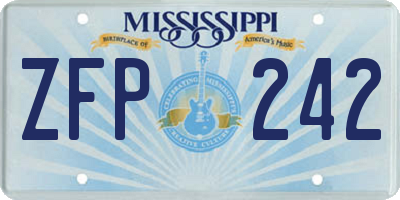 MS license plate ZFP242