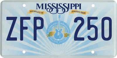 MS license plate ZFP250