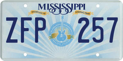 MS license plate ZFP257