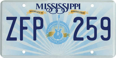 MS license plate ZFP259