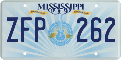 MS license plate ZFP262