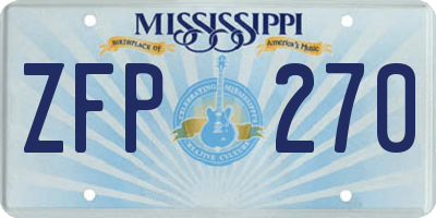 MS license plate ZFP270