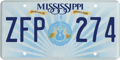 MS license plate ZFP274