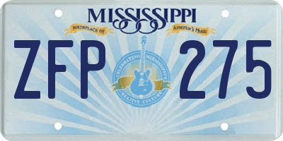 MS license plate ZFP275