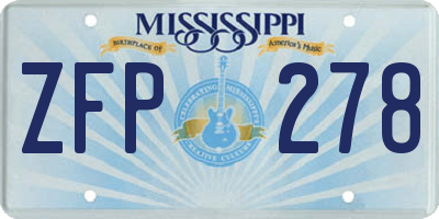 MS license plate ZFP278