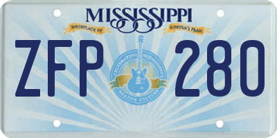 MS license plate ZFP280