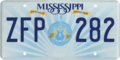 MS license plate ZFP282
