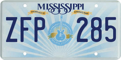 MS license plate ZFP285