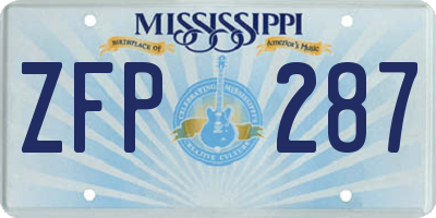 MS license plate ZFP287