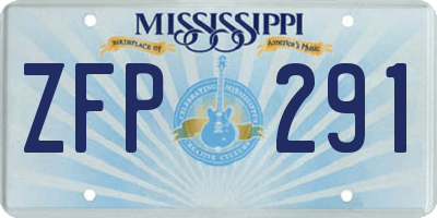 MS license plate ZFP291