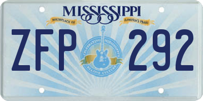 MS license plate ZFP292