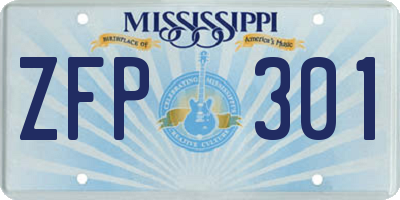 MS license plate ZFP301