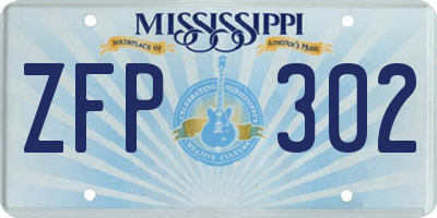 MS license plate ZFP302