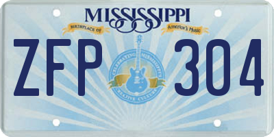 MS license plate ZFP304