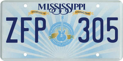 MS license plate ZFP305