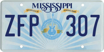 MS license plate ZFP307