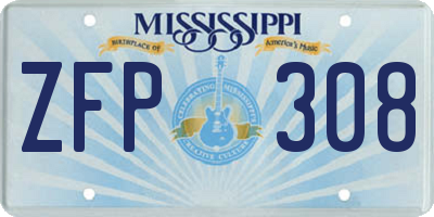 MS license plate ZFP308