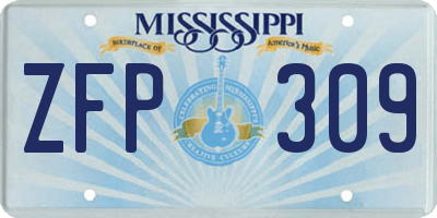 MS license plate ZFP309