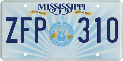 MS license plate ZFP310