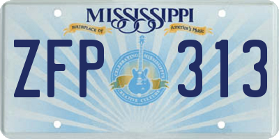 MS license plate ZFP313