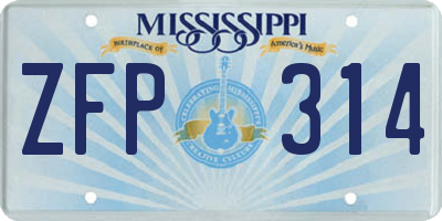 MS license plate ZFP314
