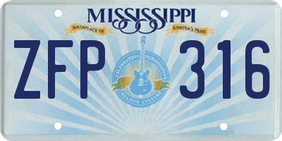 MS license plate ZFP316