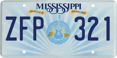 MS license plate ZFP321