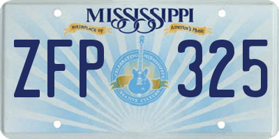 MS license plate ZFP325