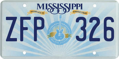 MS license plate ZFP326