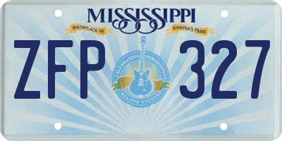 MS license plate ZFP327
