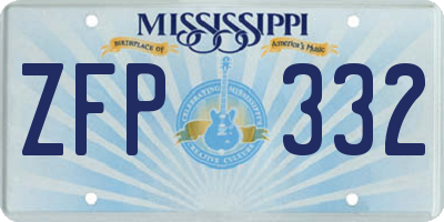 MS license plate ZFP332