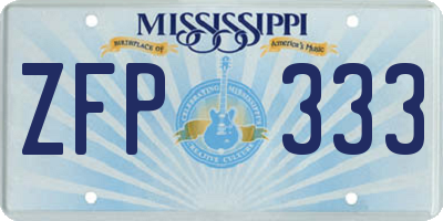 MS license plate ZFP333
