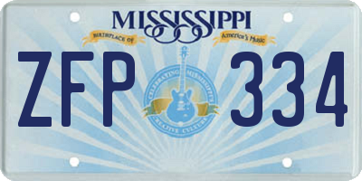MS license plate ZFP334