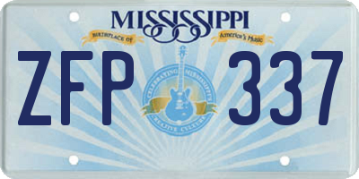 MS license plate ZFP337
