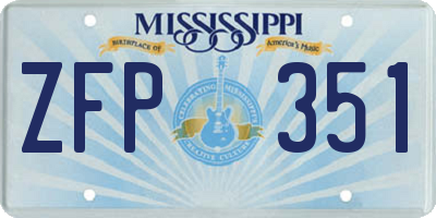 MS license plate ZFP351