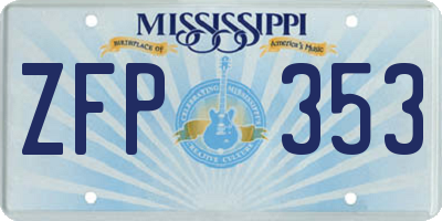 MS license plate ZFP353