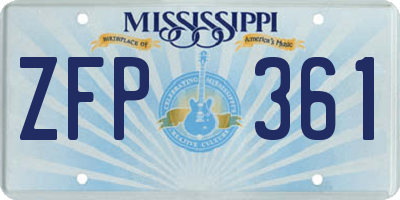 MS license plate ZFP361