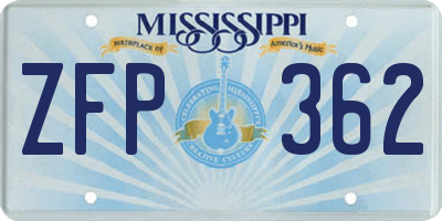 MS license plate ZFP362
