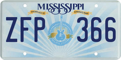 MS license plate ZFP366