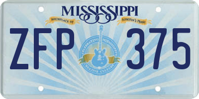 MS license plate ZFP375