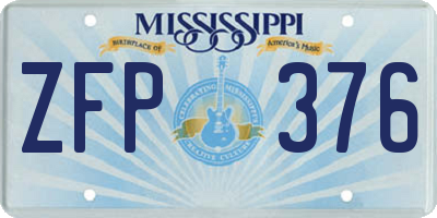 MS license plate ZFP376