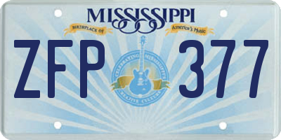MS license plate ZFP377