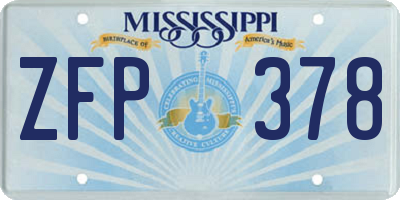 MS license plate ZFP378