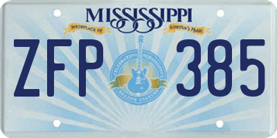 MS license plate ZFP385