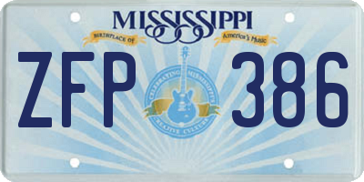 MS license plate ZFP386