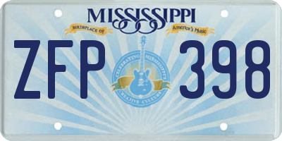 MS license plate ZFP398