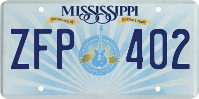 MS license plate ZFP402