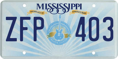 MS license plate ZFP403
