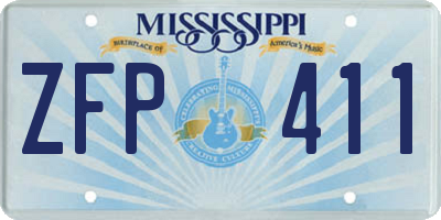 MS license plate ZFP411